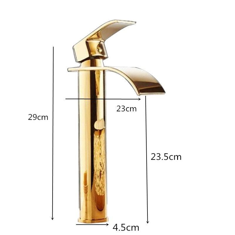 Robinet Cascade en Laiton Doré pour Vasque Salle de Bain