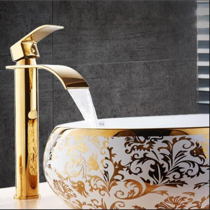 Robinet Cascade en Laiton Doré pour Vasque Salle de Bain