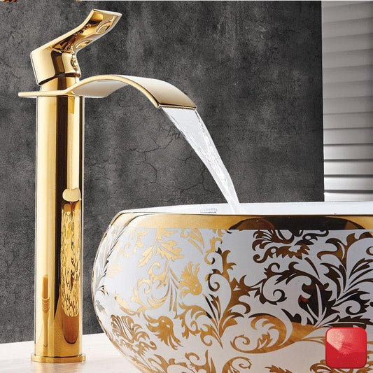 Robinet Cascade en Laiton Doré pour Vasque Salle de Bain