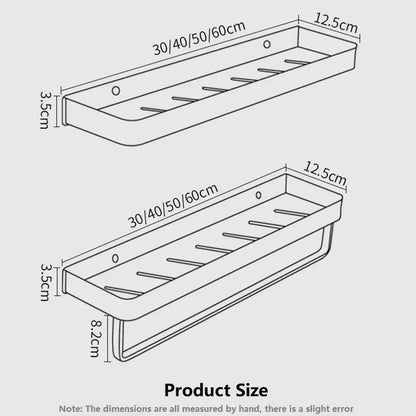 Étagère Murale Salle de Bain Noire Sans Perçage 3 Niveaux