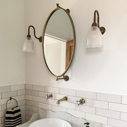 Applique Murale Prisme Verre IP44, Bras Cygne, Salle de Bain