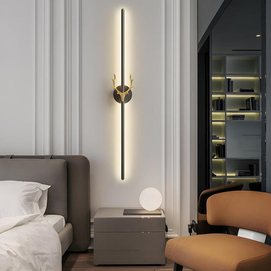 Applique Murale Moderne Noire avec Bois Doré