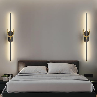 Applique Murale Moderne Noire avec Bois Doré