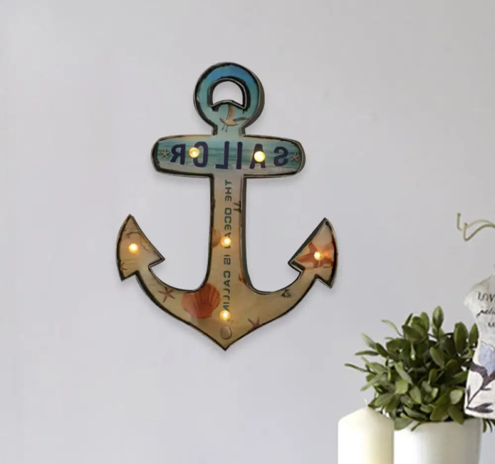 Applique LED Murale Métal, Motif Bière/Voiture/Ancre