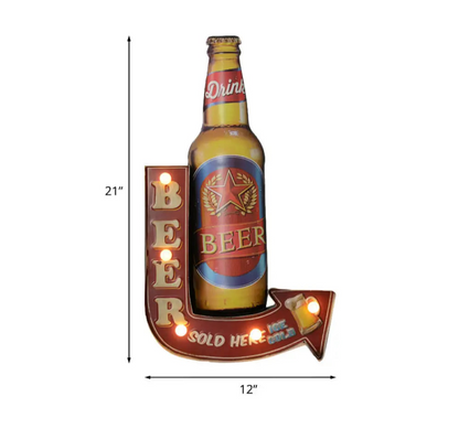 Applique LED Murale Métal, Motif Bière/Voiture/Ancre