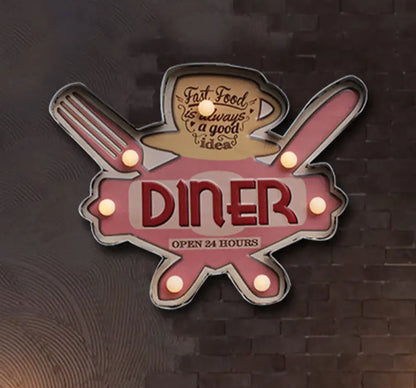 Applique LED Murale Métal, Motif Bière/Voiture/Ancre