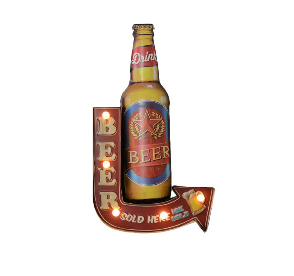 Applique LED Murale Métal, Motif Bière/Voiture/Ancre