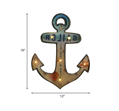 Applique LED Murale Métal, Motif Bière/Voiture/Ancre