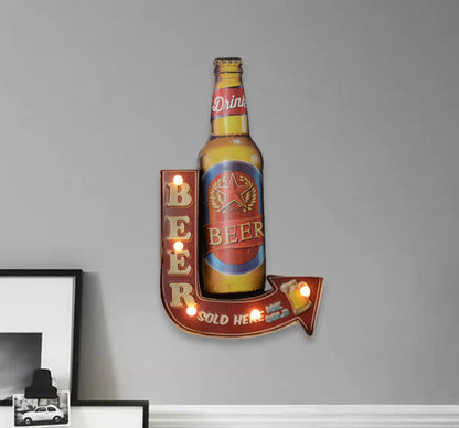 Applique LED Murale Métal, Motif Bière/Voiture/Ancre