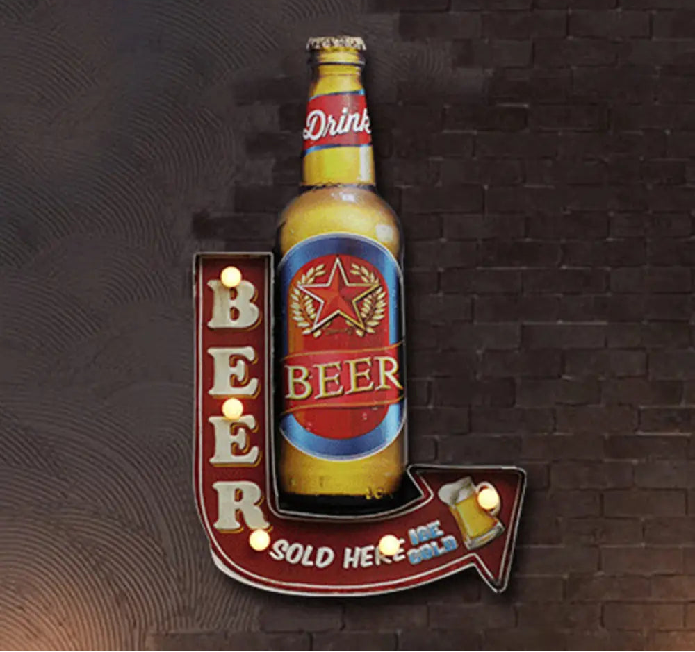 Applique LED Murale Métal, Motif Bière/Voiture/Ancre