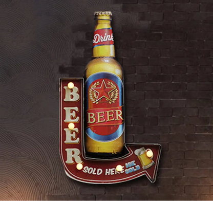 Applique LED Murale Métal, Motif Bière/Voiture/Ancre