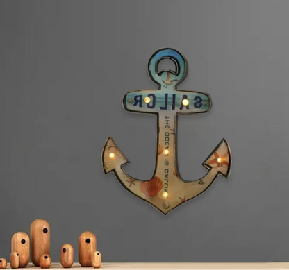 Applique LED Murale Métal, Motif Bière/Voiture/Ancre