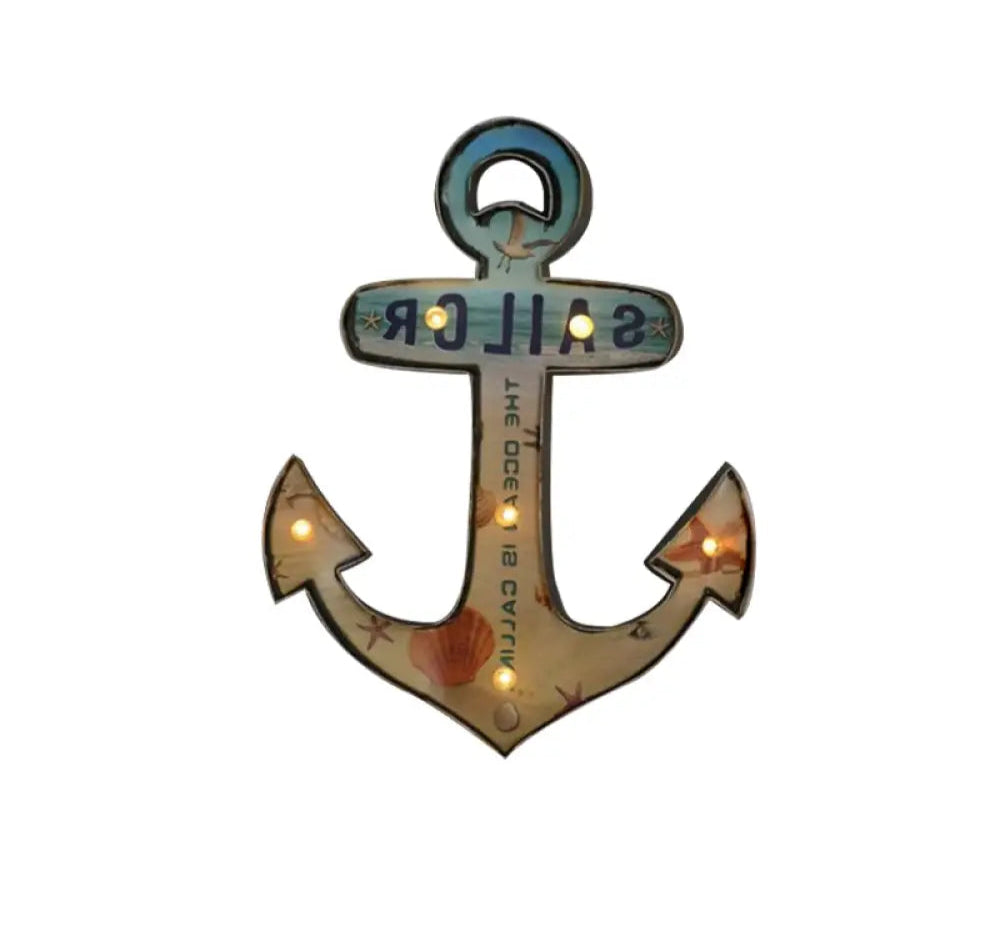 Applique LED Murale Métal, Motif Bière/Voiture/Ancre