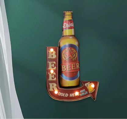 Applique LED Murale Métal, Motif Bière/Voiture/Ancre