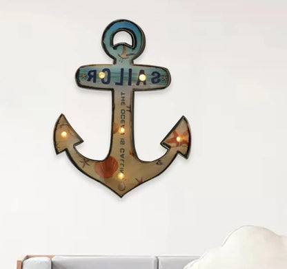 Applique LED Murale Métal, Motif Bière/Voiture/Ancre