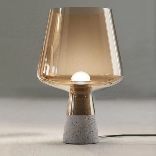 Lampe de Table Moderne Verre Fumé & Socle Béton Ben