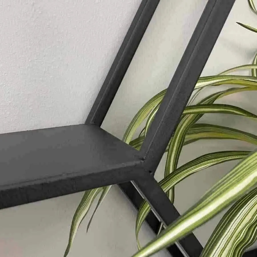 Étagère Murale Hexagonale en Métal Noir