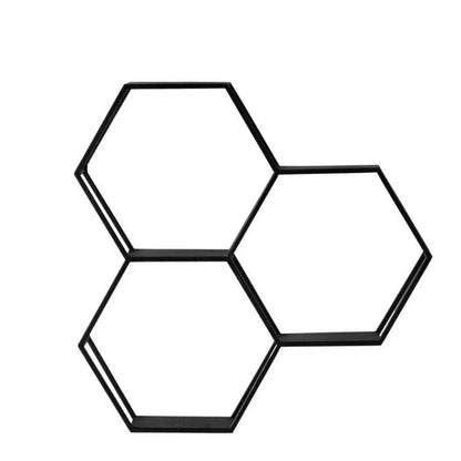 Étagère Murale Hexagonale en Métal Noir