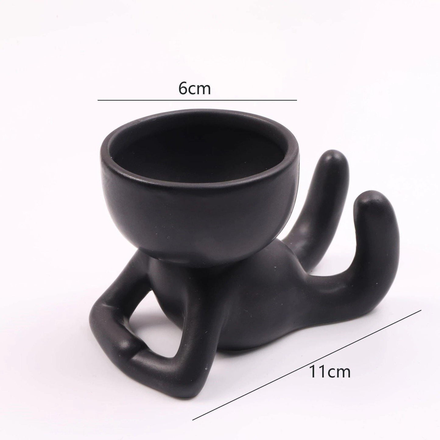 Cache-pot Céramique – Petit Personnage Assis pour Plantes Succulentes