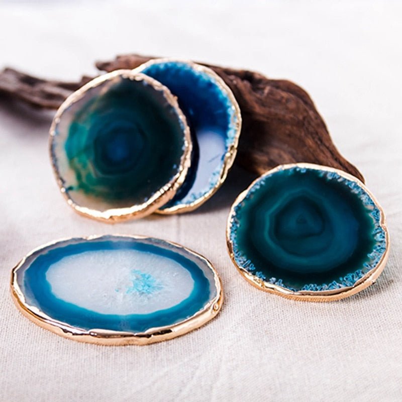 Ensemble de 4 Sous-verres en Agate Bleue
