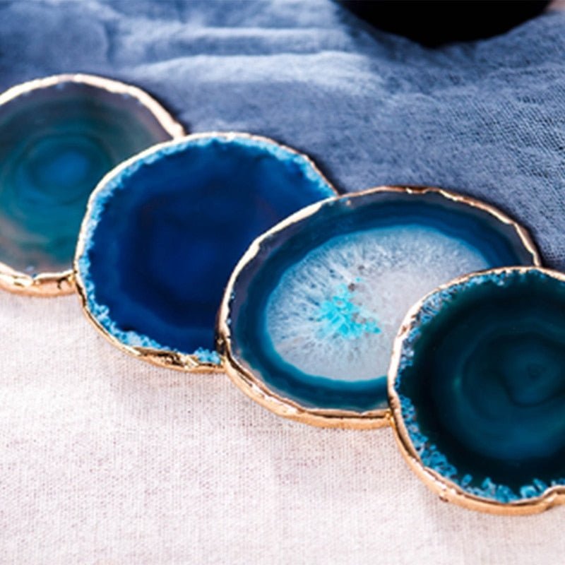 Ensemble de 4 Sous-verres en Agate Bleue