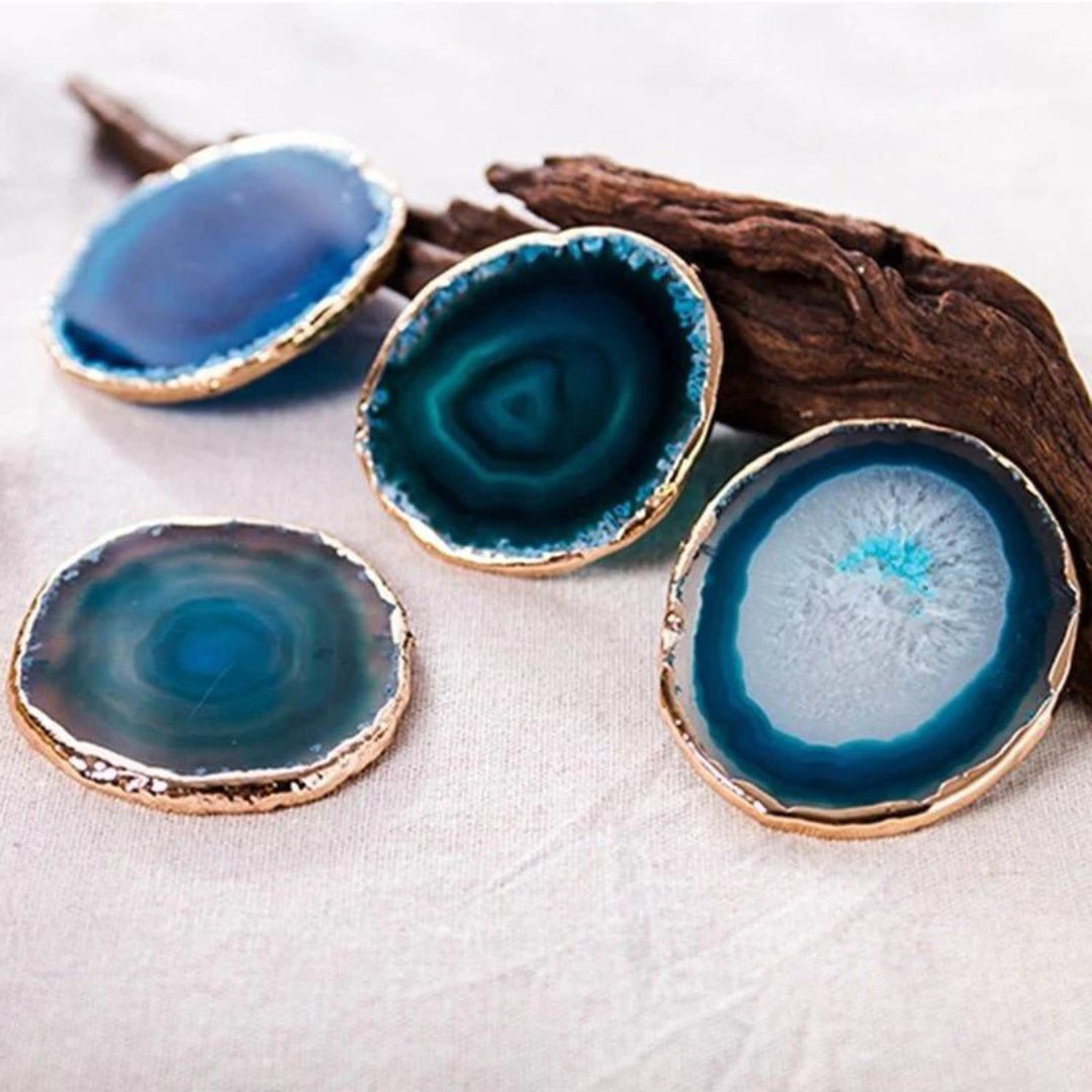Ensemble de 4 Sous-verres en Agate Bleue
