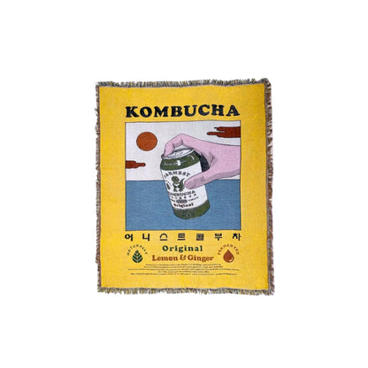 Couverture Artistique Kombucha – Douceur Rétro et Confort Quotidien