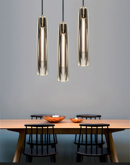 Suspension Moderne Verre K9 Laiton Fumé ou Clair