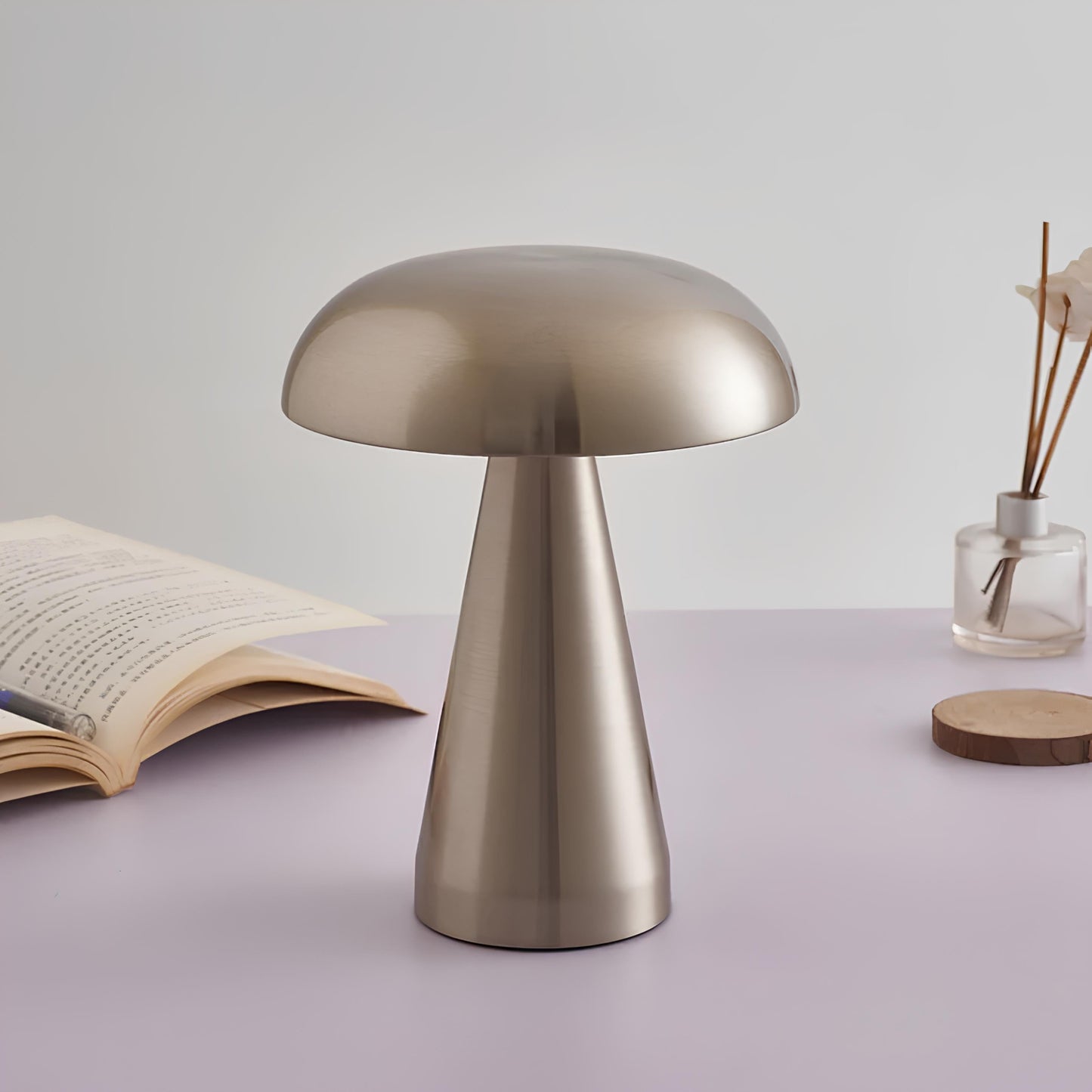 Lampe Champignon Métal Brossé Design Moderne