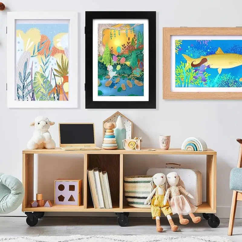 Cadre Magnétique en Bois – Pour Dessins et Œuvres d’Art des Enfants