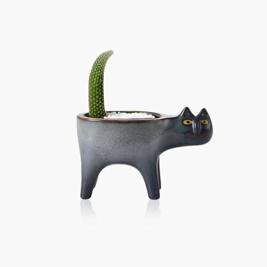 Pot de fleurs en céramique en forme de queue de chat – Une touche ludique et artisanale pour vos plantes
