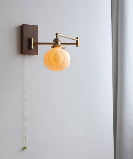 Applique Murale Céramique & Bois, Douille E27, 60W