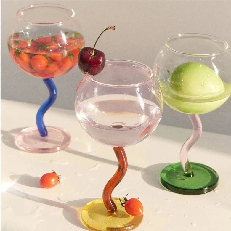 Verre | Tige Tordue Colorée - Design Unique et Élégant