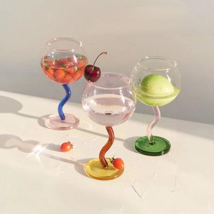 Verre | Tige Tordue Colorée - Design Unique et Élégant