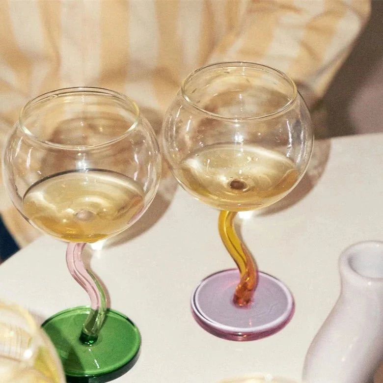 Verre | Tige Tordue Colorée - Design Unique et Élégant