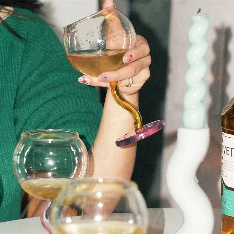 Verre | Tige Tordue Colorée - Design Unique et Élégant