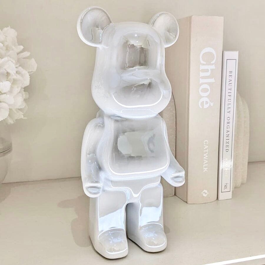 Cream Pearlescent Standing Bear Ornament | Ornement Ours Debout Nacré Crème