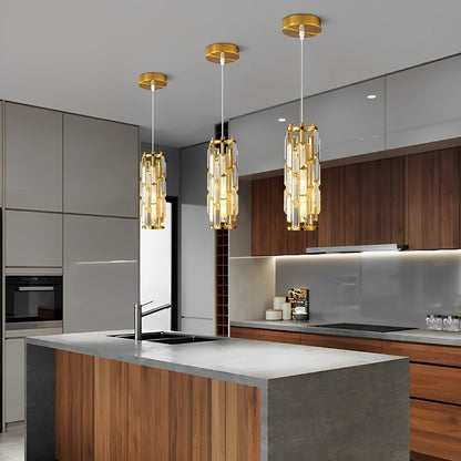 Suspension Lustre en Fer et Verre Cristal – Éclairage LED
