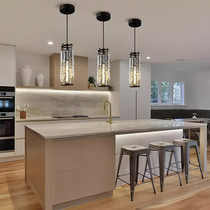 Suspension Lustre en Fer et Verre Cristal – Éclairage LED