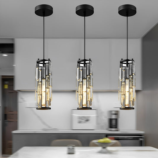 Suspension Lustre en Fer et Verre Cristal – Éclairage LED