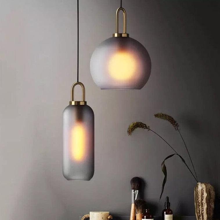 Suspension Crest, Verre Transparent ou Givré, Laiton