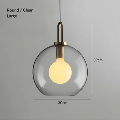 Suspension Crest, Verre Transparent ou Givré, Laiton