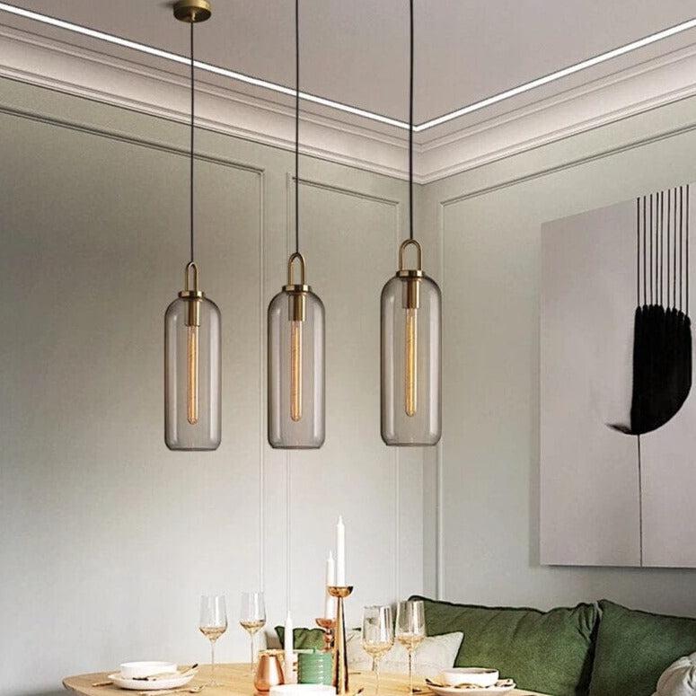 Suspension Crest, Verre Transparent ou Givré, Laiton