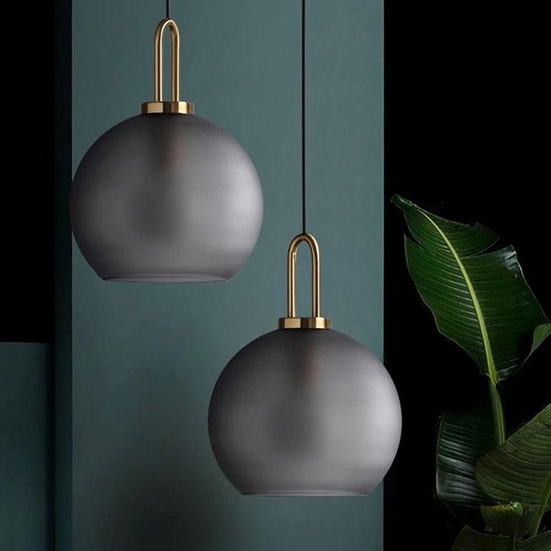 Suspension Crest, Verre Transparent ou Givré, Laiton