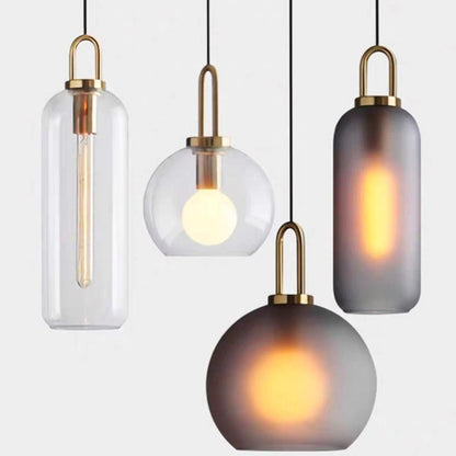 Suspension Crest, Verre Transparent ou Givré, Laiton