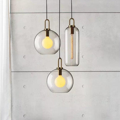 Suspension Crest, Verre Transparent ou Givré, Laiton