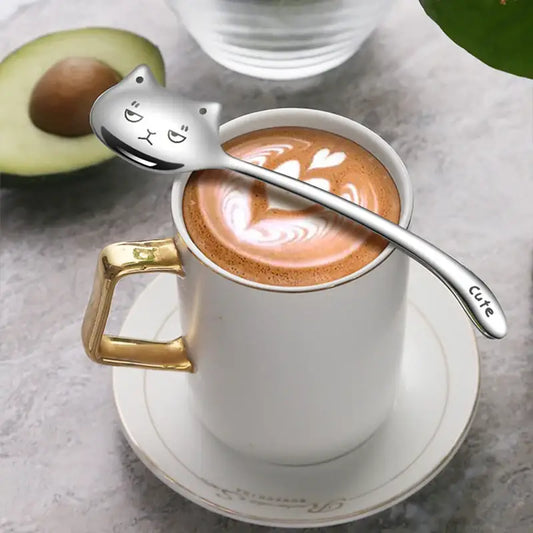 Cuillères à café chat kawaii en acier inoxydable – Lot original et mignon