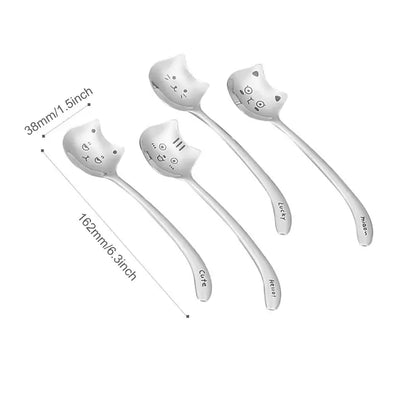 Cuillères à café chat kawaii en acier inoxydable – Lot original et mignon