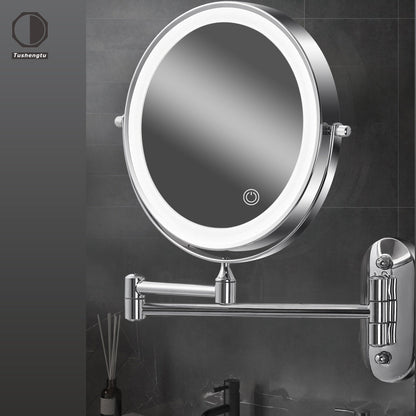 Miroir Maquillage Mural Double Face avec LED et Loupe – Idéal pour Salle de Bain et Coiffeuse
