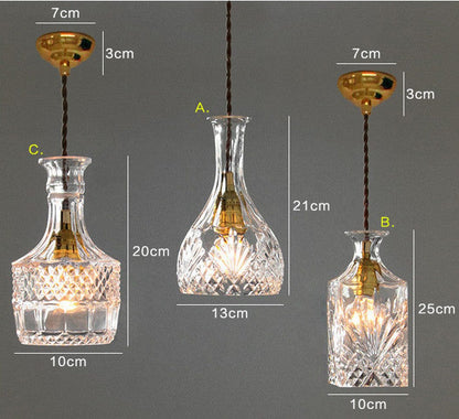 Suspension Art Déco en Verre Taillé et Laiton